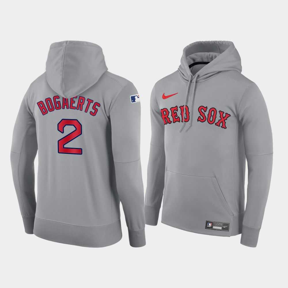 Men Boston Red Sox 2 Bogaerts gray road hoodie 2021 MLB Nike Jerseys